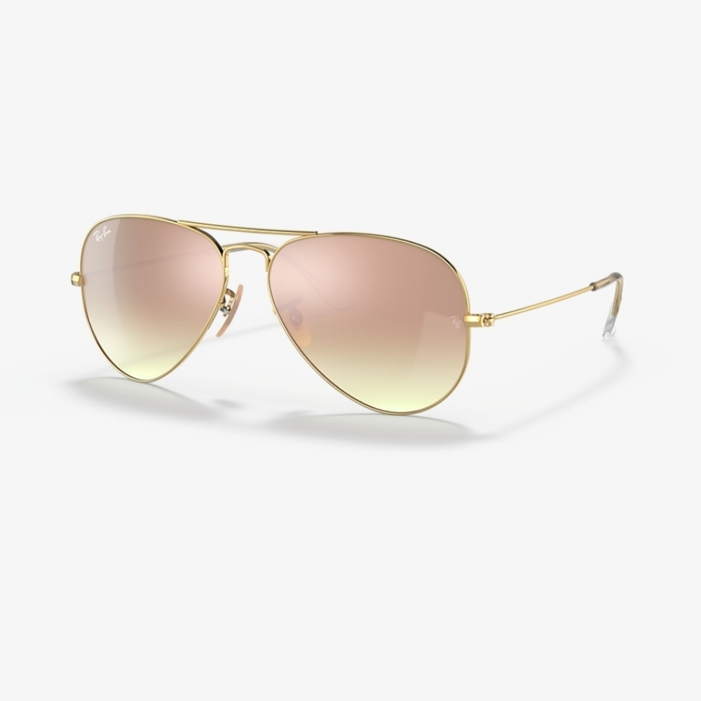 NWT RayBan 3026 Large Metal Aviators Gold Frame with Copper Gradient Flash Lens